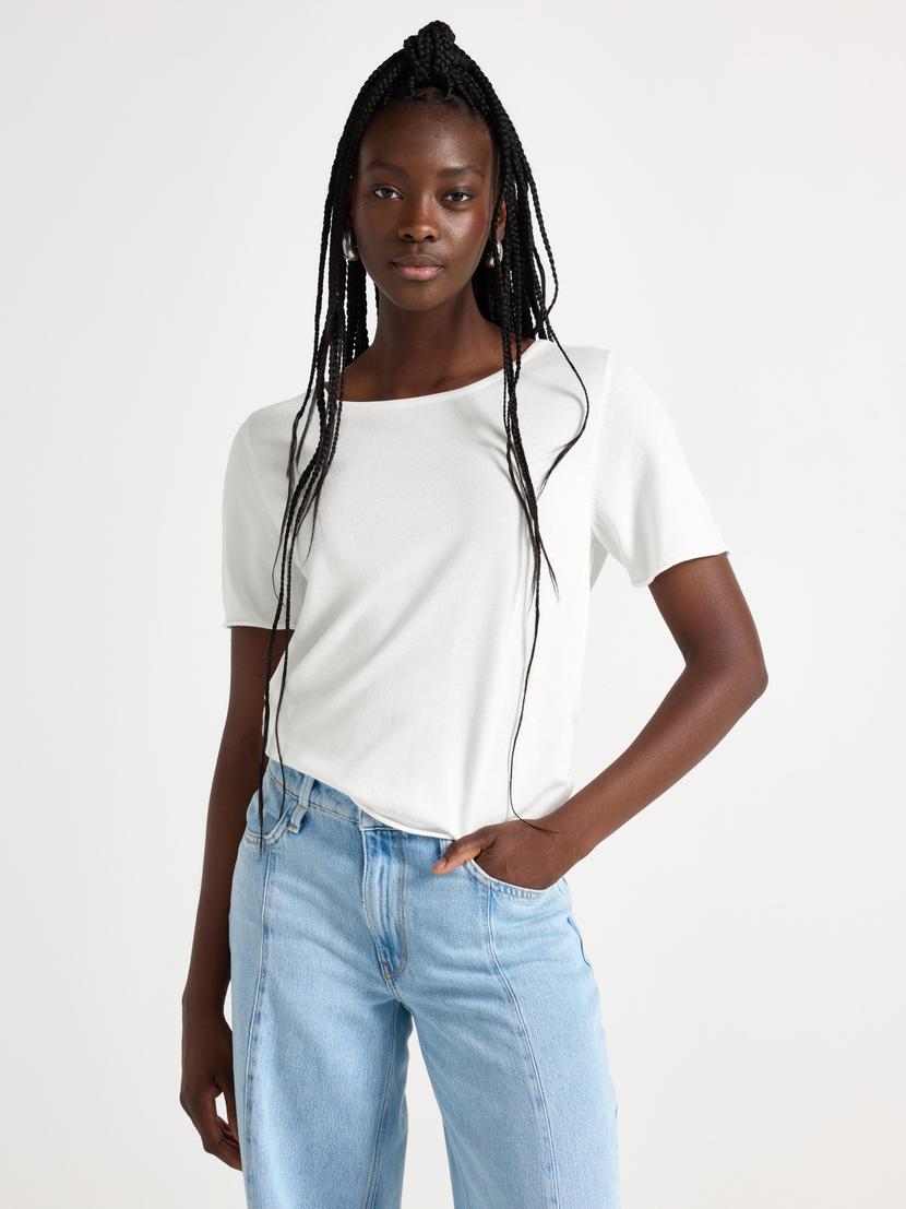 Stickad tunika med fransdetaljer