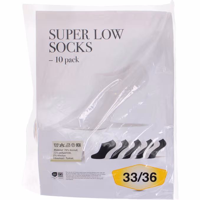 Låga Ankelstrumpor 10-pack 33-36.