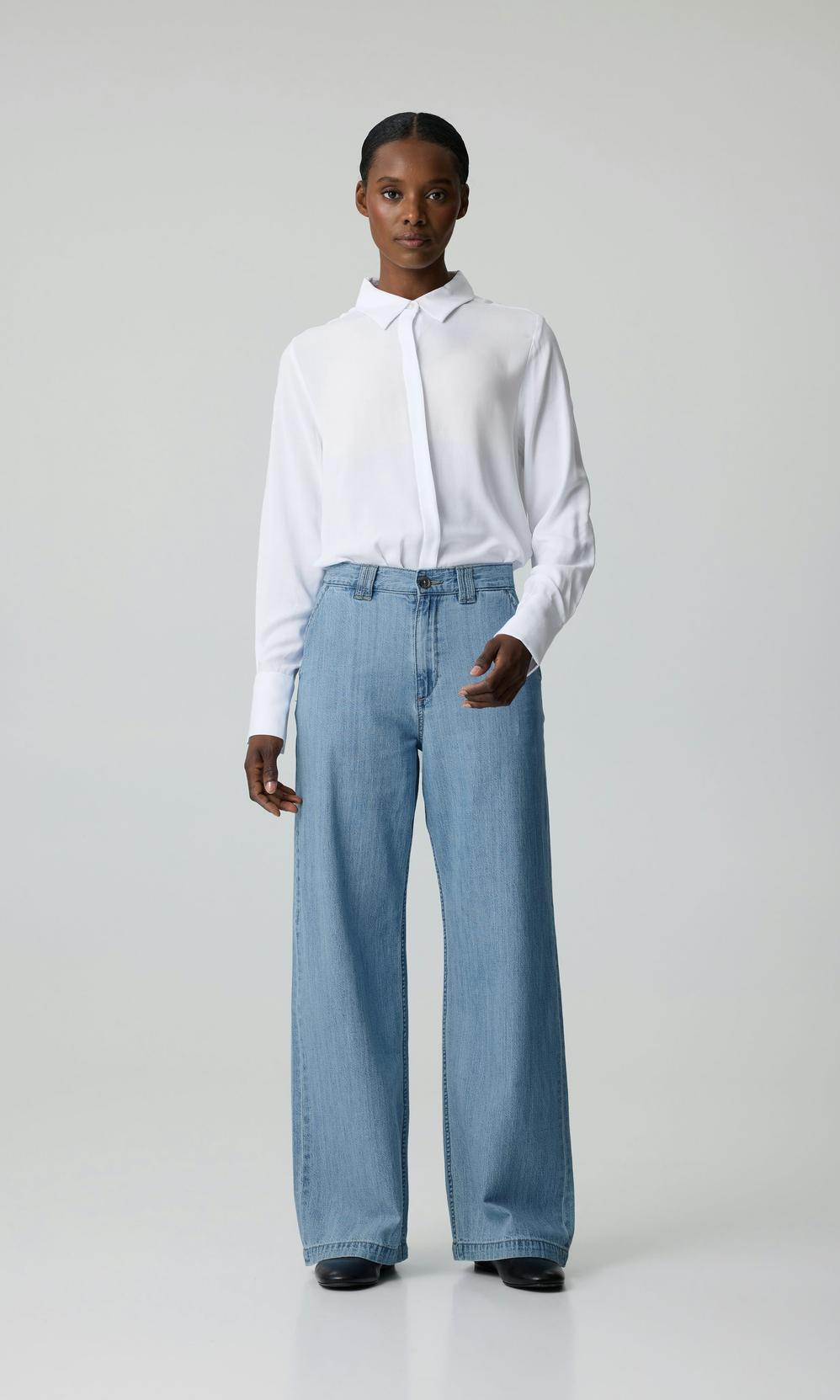 Ljusblå Slouchy Wide Jeans Dam