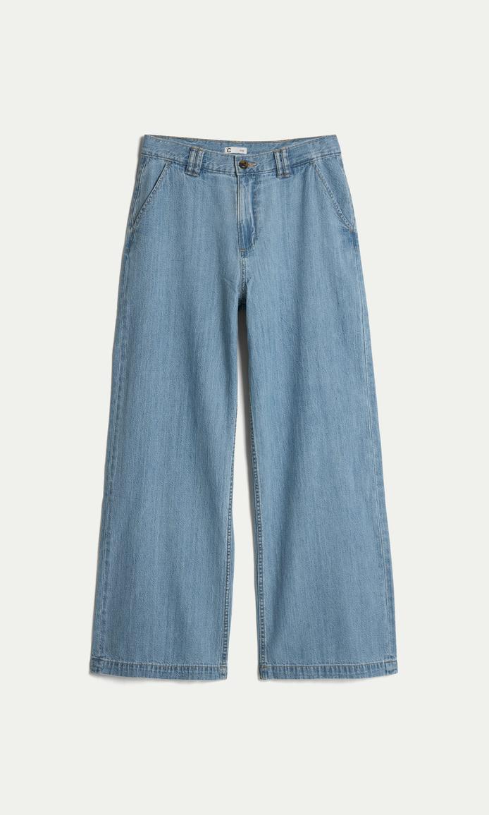 Ljusblå Slouchy Wide Jeans Dam