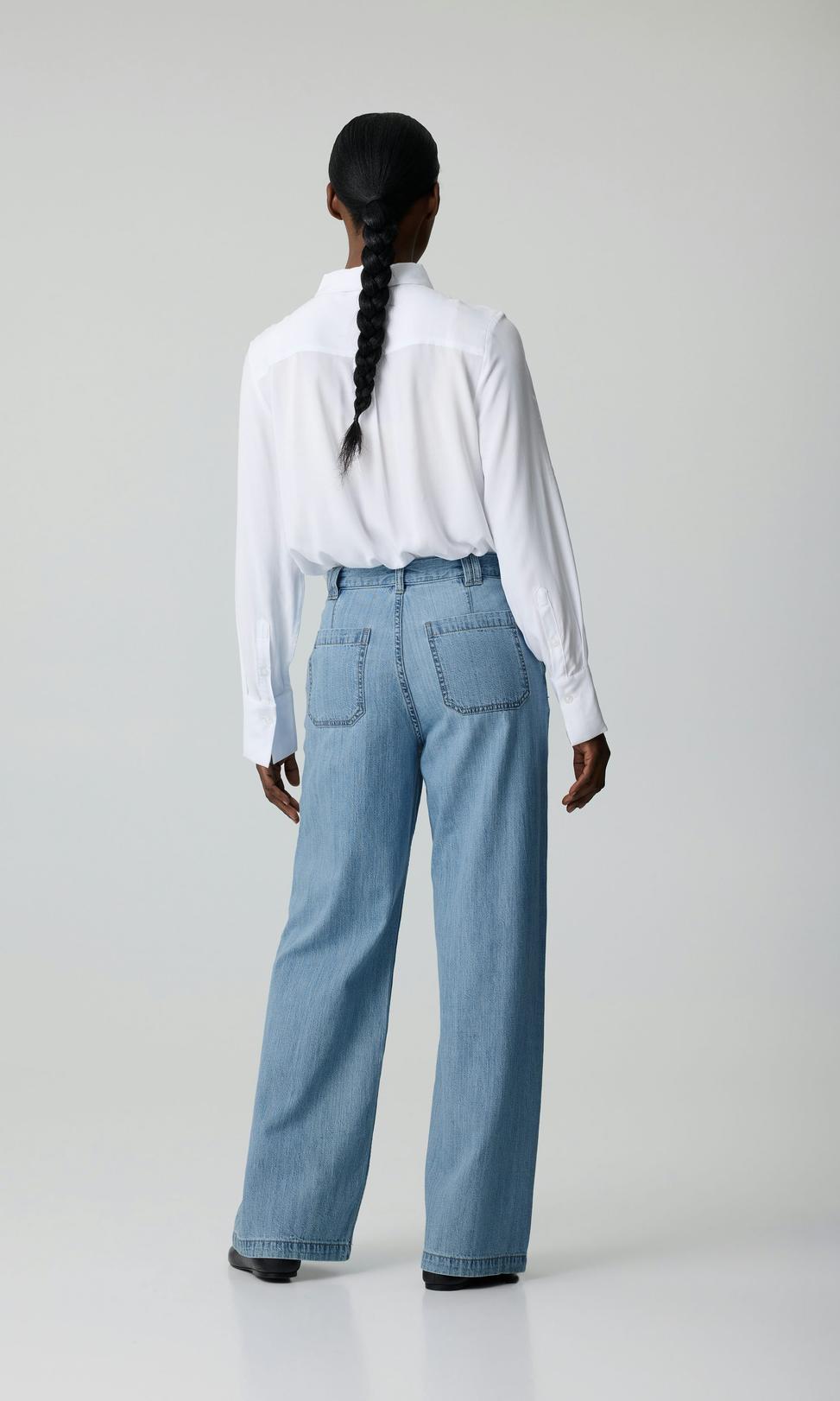 Ljusblå Slouchy Wide Jeans Dam