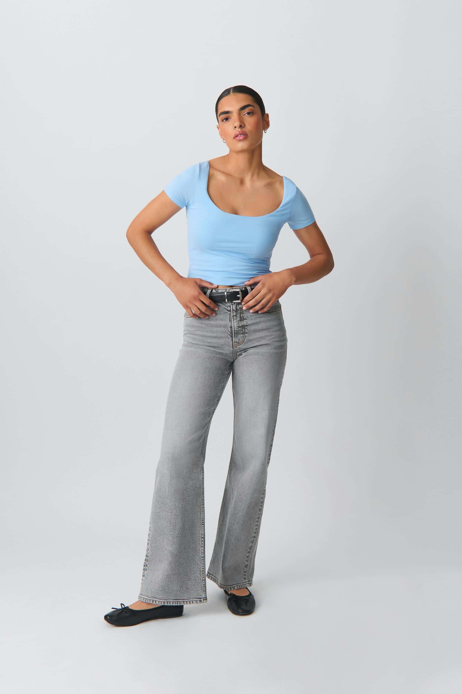 Comfy Wide Leg Jeans Gray Women