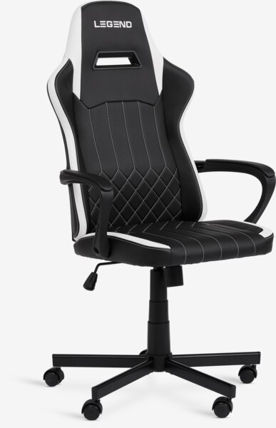 Gamingstol LERBJERG svart vitt konstläder