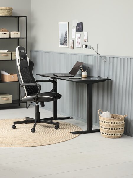 Gamingstol LERBJERG svart vitt konstläder