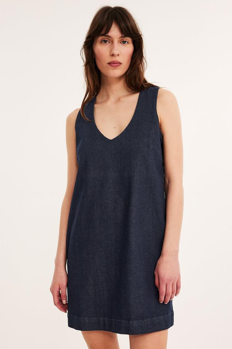 Jeansklänning i mörk denim dam