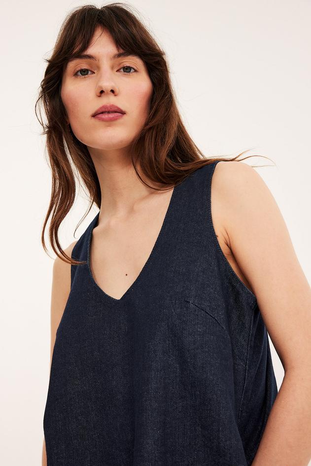 Jeansklänning i mörk denim dam