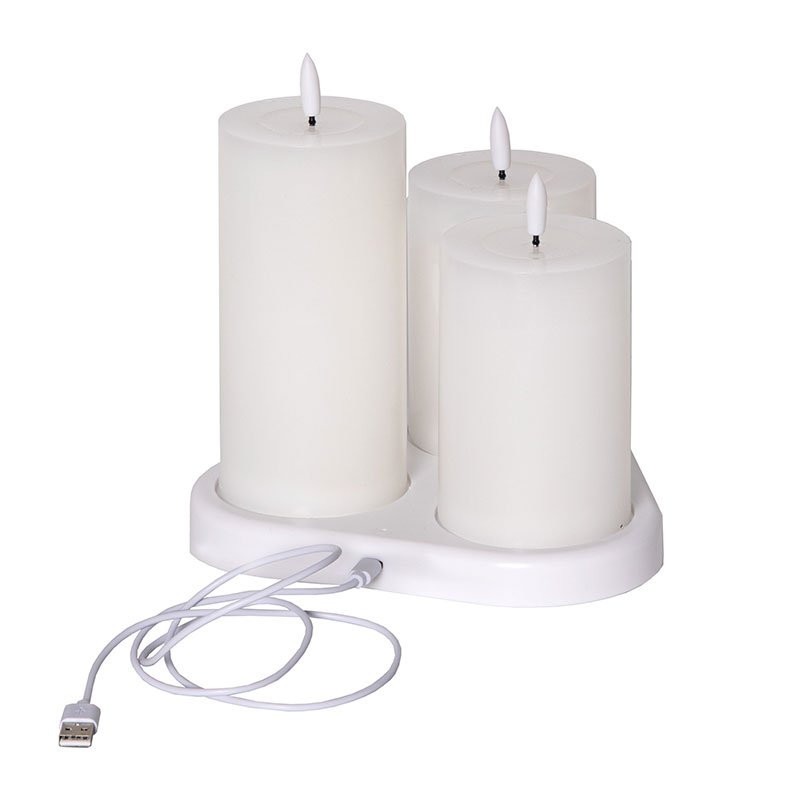 LED Flamme Laddningsbara Blockljus 3-pack