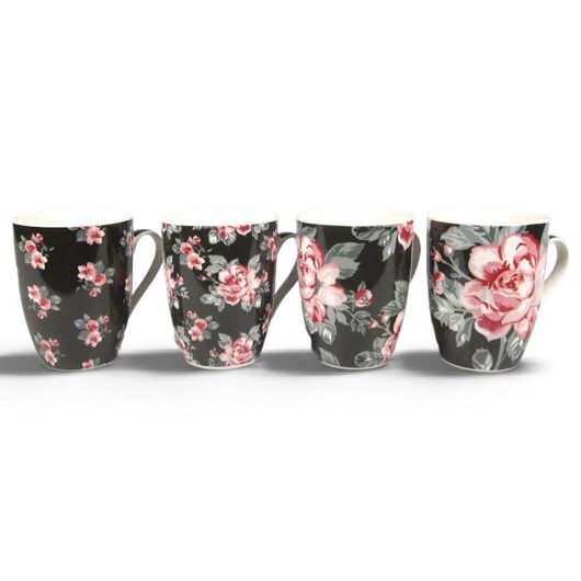 Svart Ros Mugg med 4 Motiv