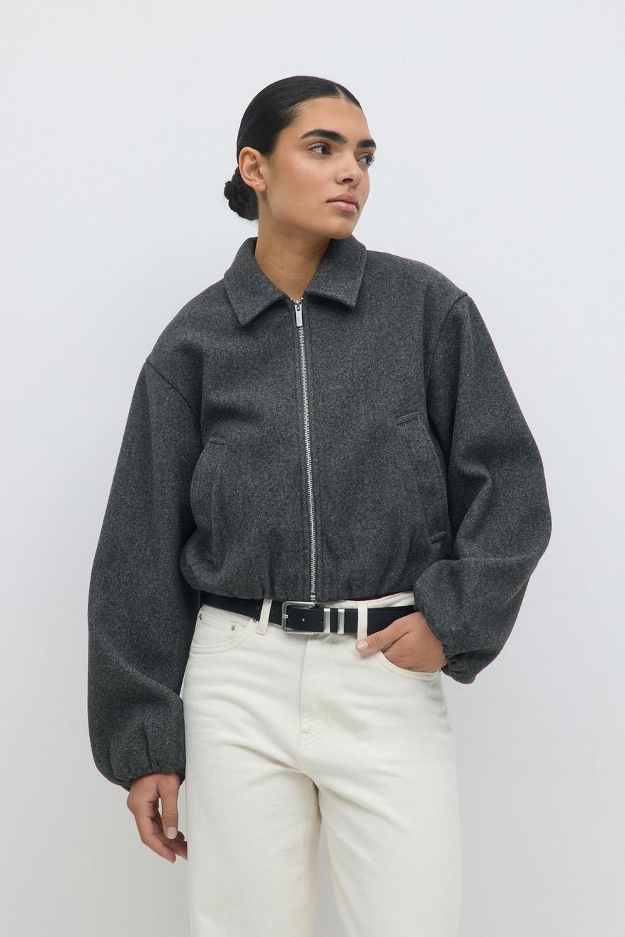 Kort grå filtjacket för dam