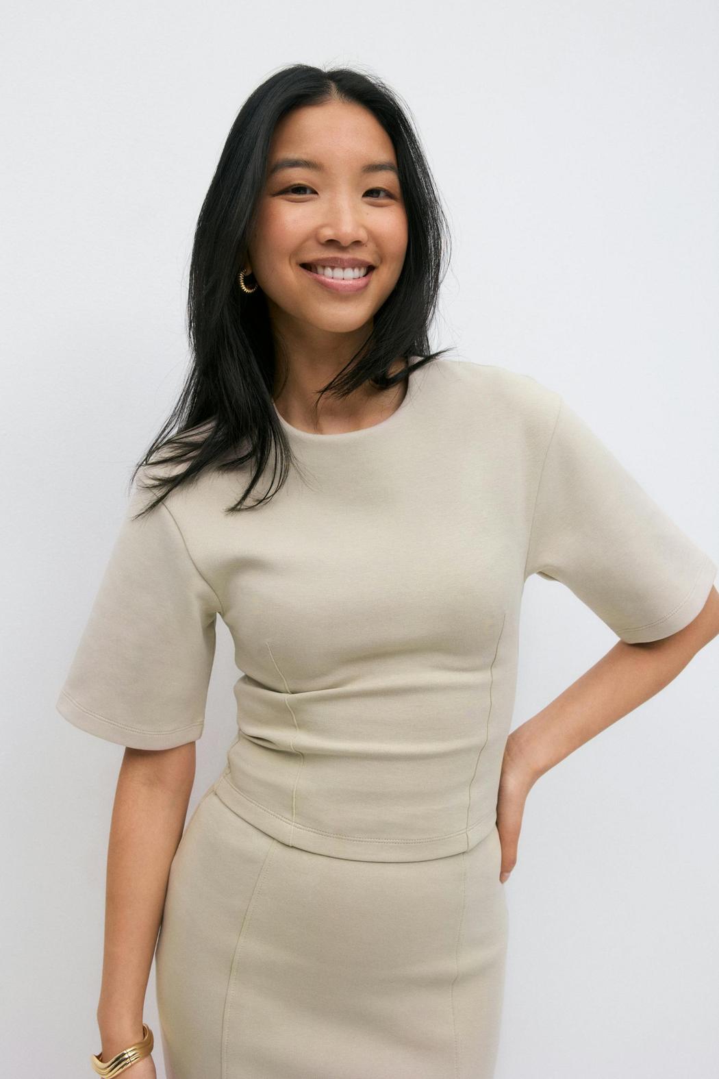 Beige Fitted Top for Women