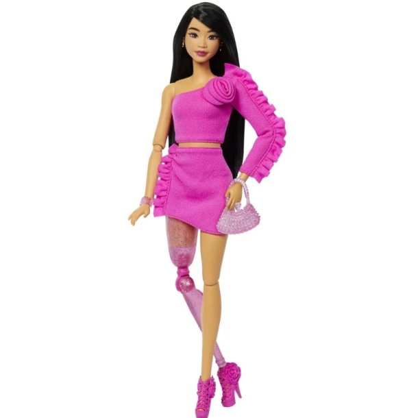 Barbie Deluxe Svarthårig med Rosklänning