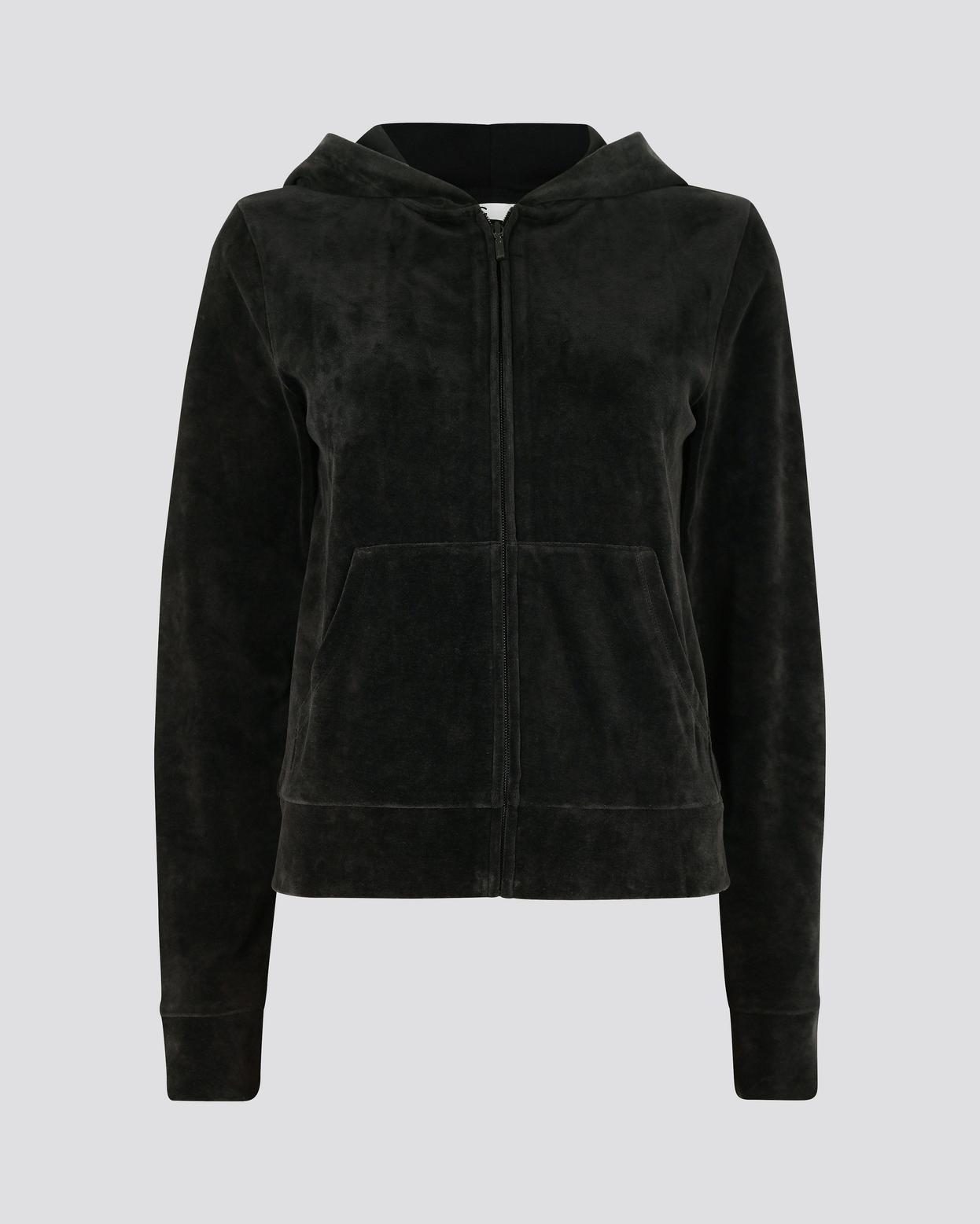 Svart Velour Hoodie för Damer