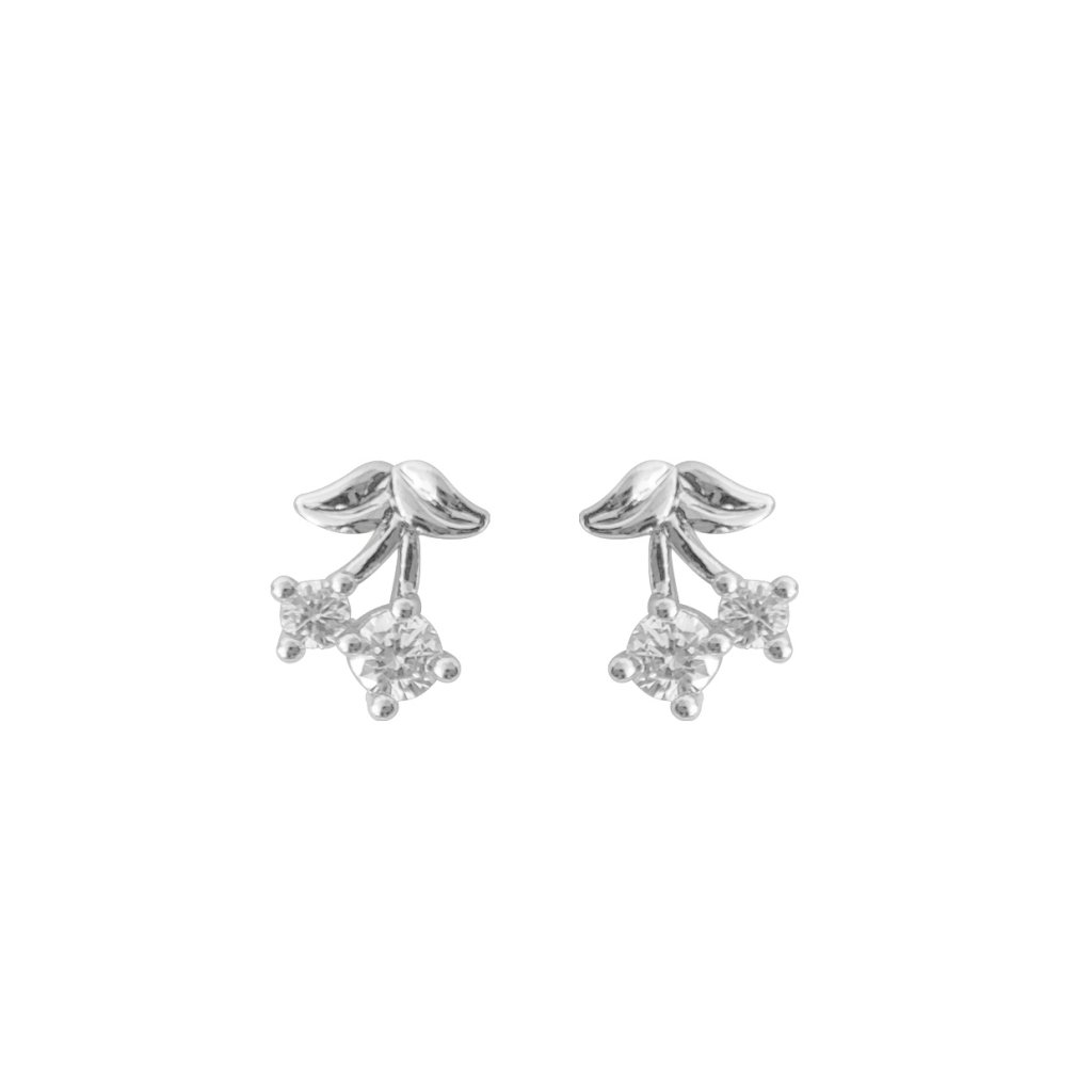 SNÖ OF SWEDEN Silver Cherry Small Clear Earrings