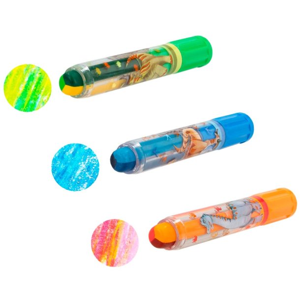 Dino World Vaxkritor Set med 3 Färger
