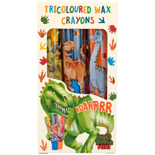 Dino World Vaxkritor Set med 3 Färger