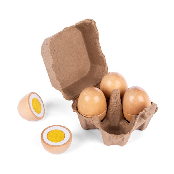Äggbricka med fyra träägg leksak