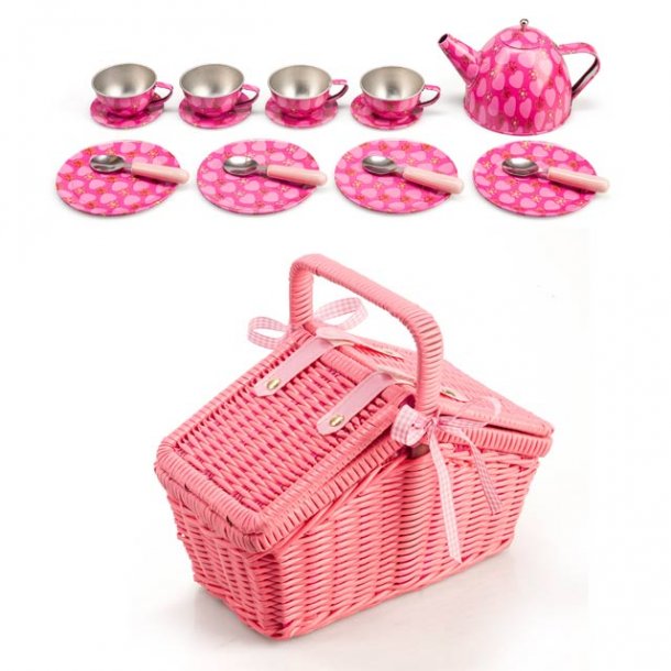 Elegant picknickkorg i metall med 18 delar