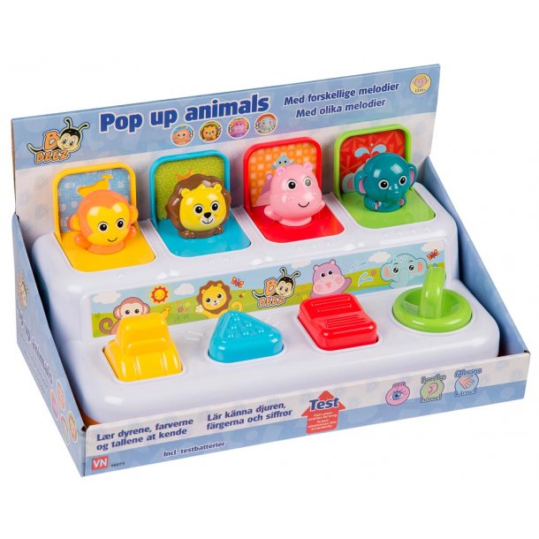 Pop upp aktivitetsleksak med djurljud