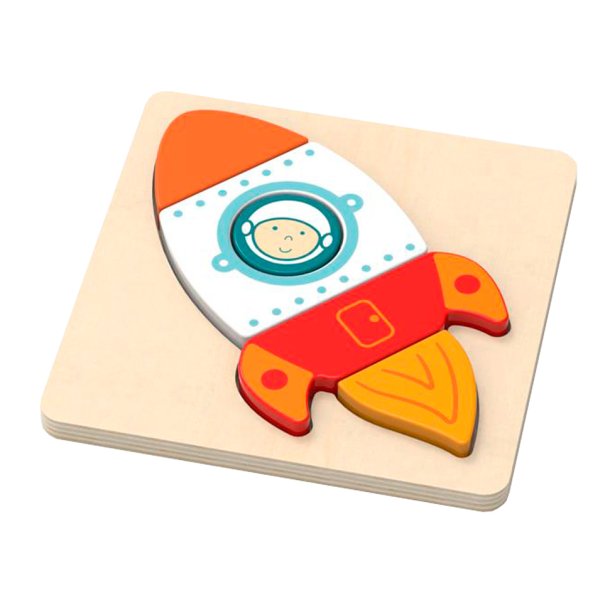 Magni rymdraketpussel i trä för barn