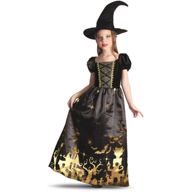 Deluxe guldhäxa 120 cm Halloweenkostym
