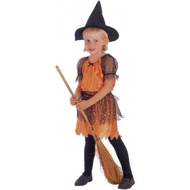 Orange häxa med hatt 104 cm
