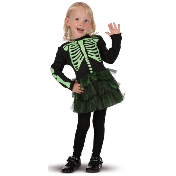 Skeletttjej Halloweenkostym Storlek 104 cm