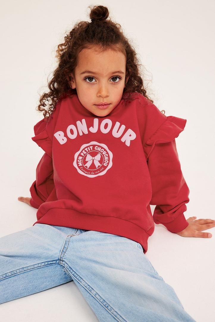 Röd Sweatshirt med Volang för Barn