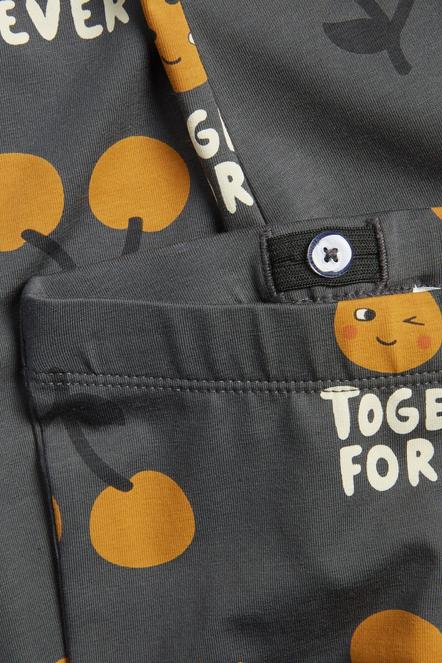 Svart Barnklänning med Körsbärsmönster