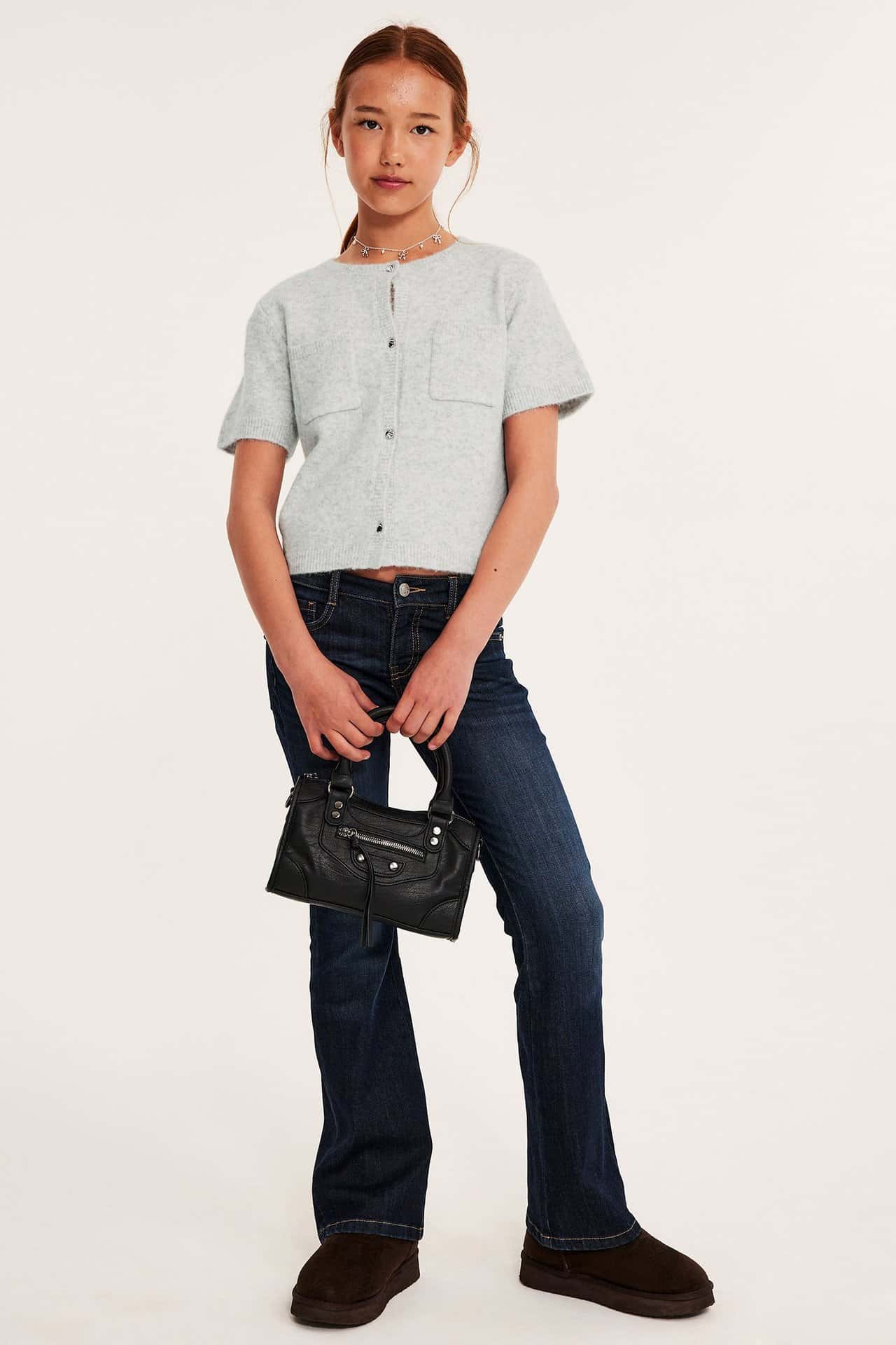 Vit Kortärmad Cardigan för Barn