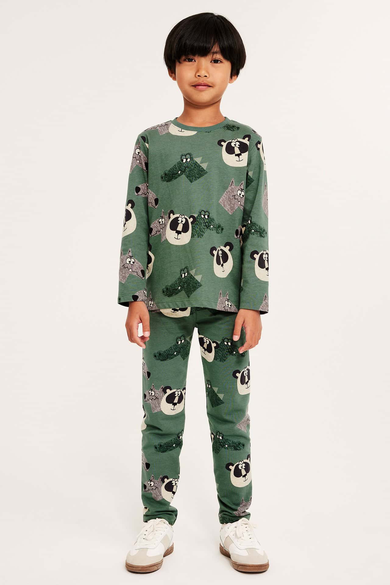 Finstickad mörkbeige pikétröja för barn