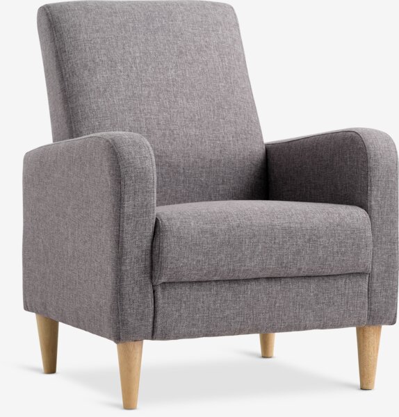 Fåtölj UDSBJERG beige tyg och ek