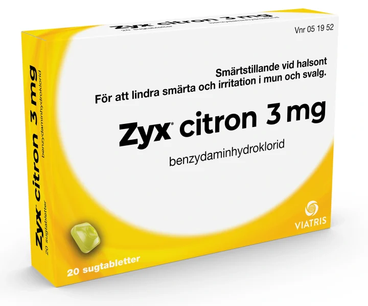 Zyx 15 %, sugtabletter för halsont.