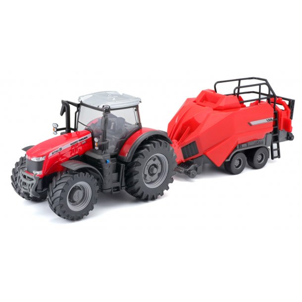 Burago Massey Ferguson traktor med balpress