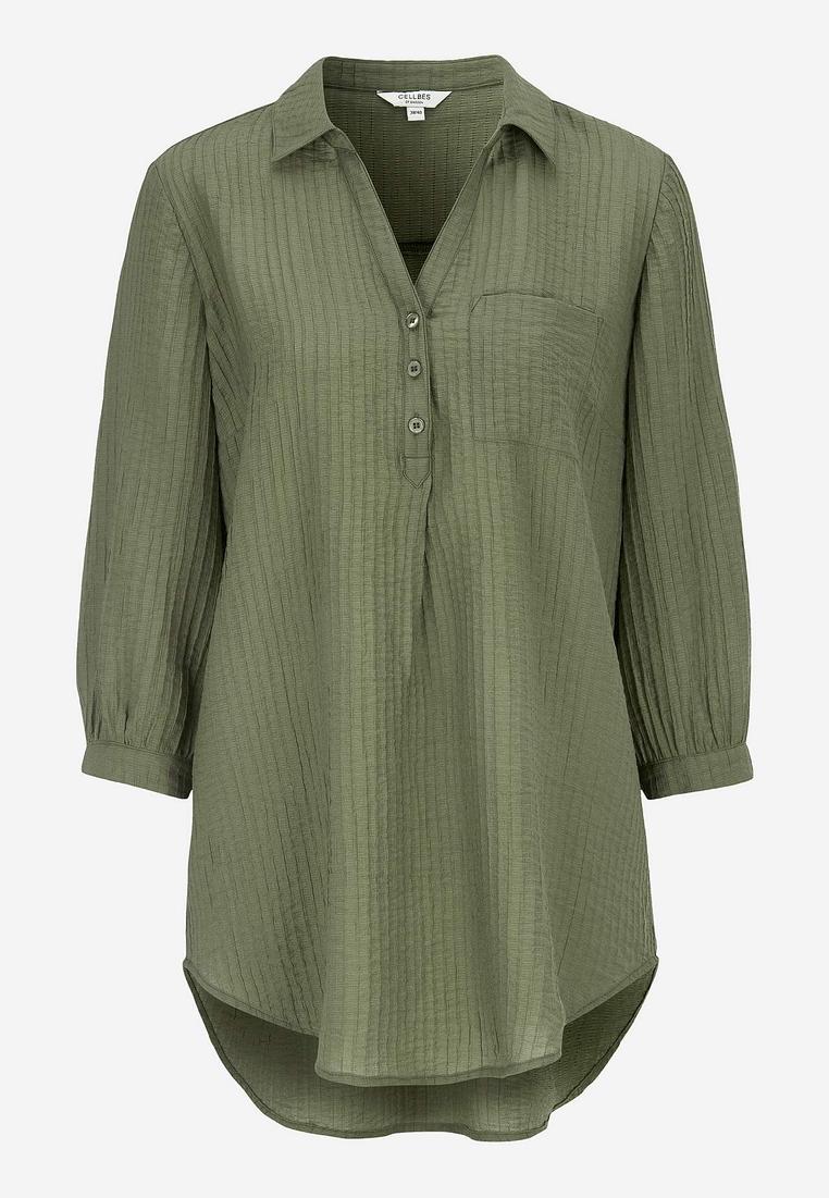 Tunika med struktur i khakigrönt