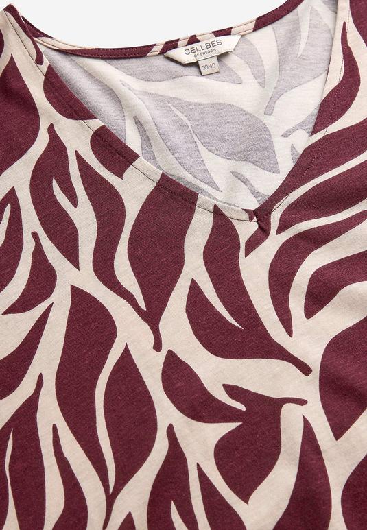 Vinröd mönstrad trikåtunika med fickor