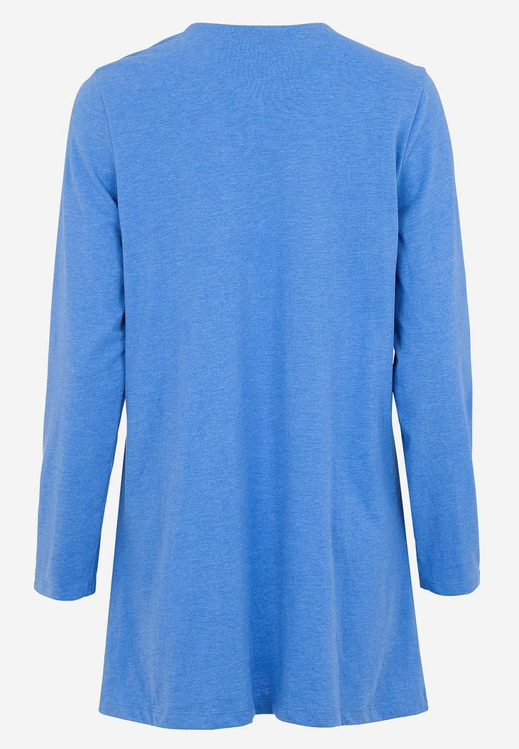 Ljusblå melerad trikåtunika med fickor