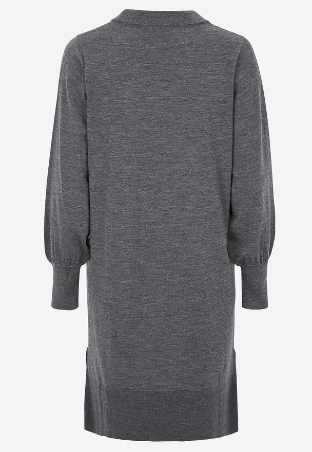 Stickad Premium Merinoullklänning Mörkgrå Melange
