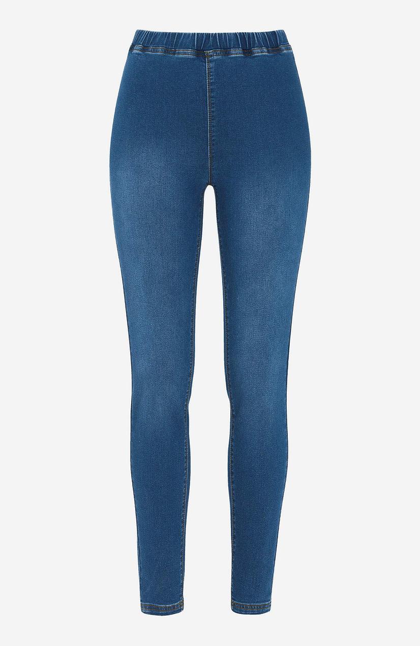Mellanblå Denimleggings i Stretchtyg