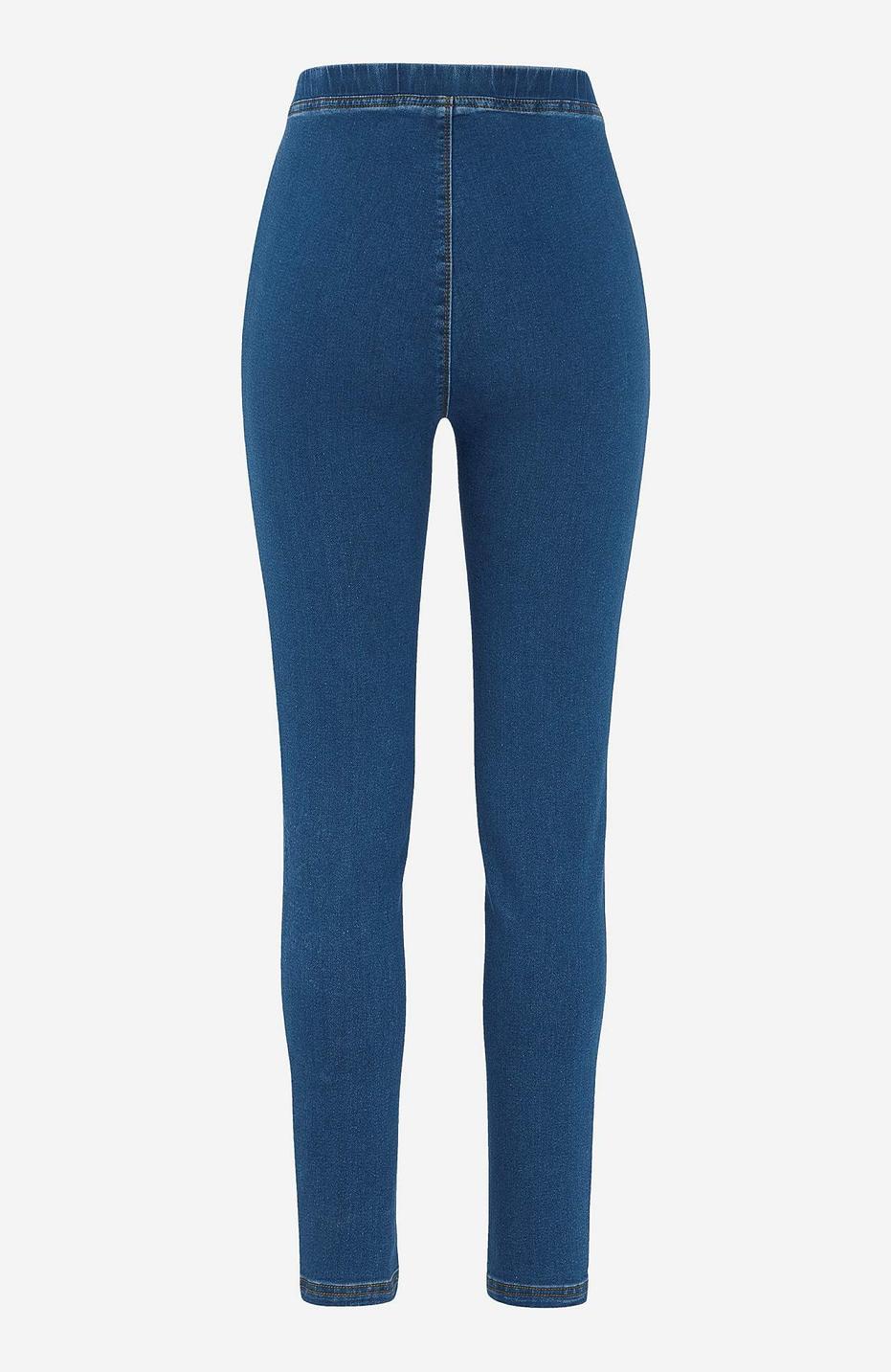 Mellanblå Denimleggings i Stretchtyg