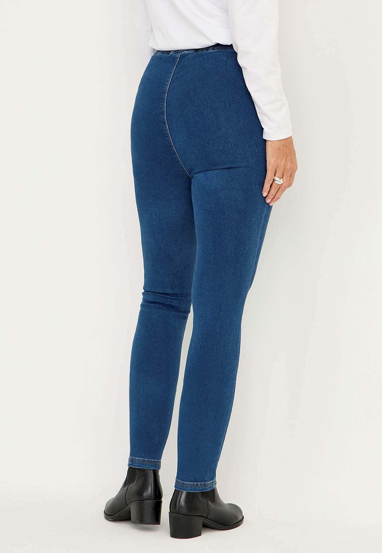 Mellanblå Denimleggings i Stretchtyg