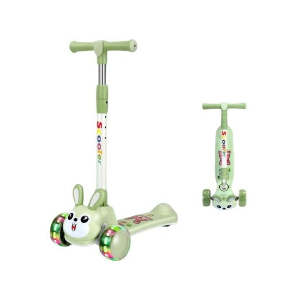 Grön sparkcykel med LED-hjul