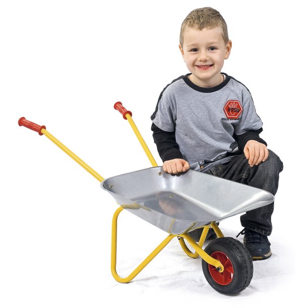 Robust metallskottkärra för utomhuslek