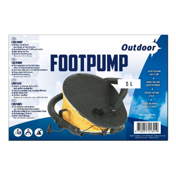 Kraftfull fotpump med 5 liters kapacitet