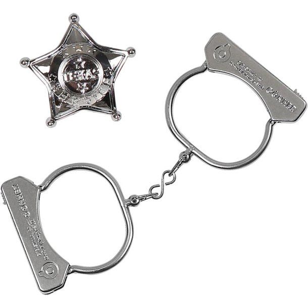 Metallisk Sheriffstjärna och Handbojor Set