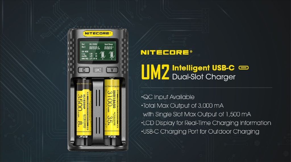 Nitecore UM2 USB-C Smart Batteriladdare
