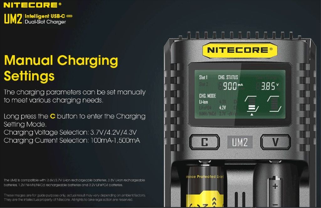 Nitecore UM2 USB-C Smart Batteriladdare