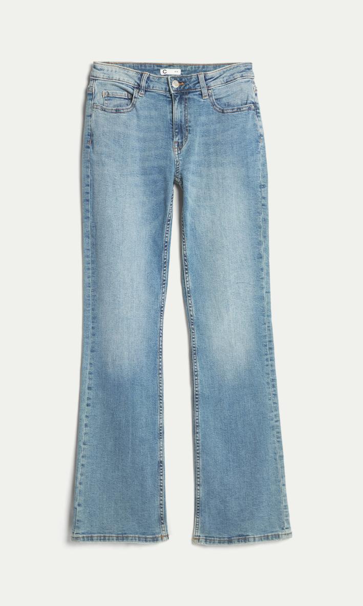 Mellanblå Low Flare Jeans för Dam