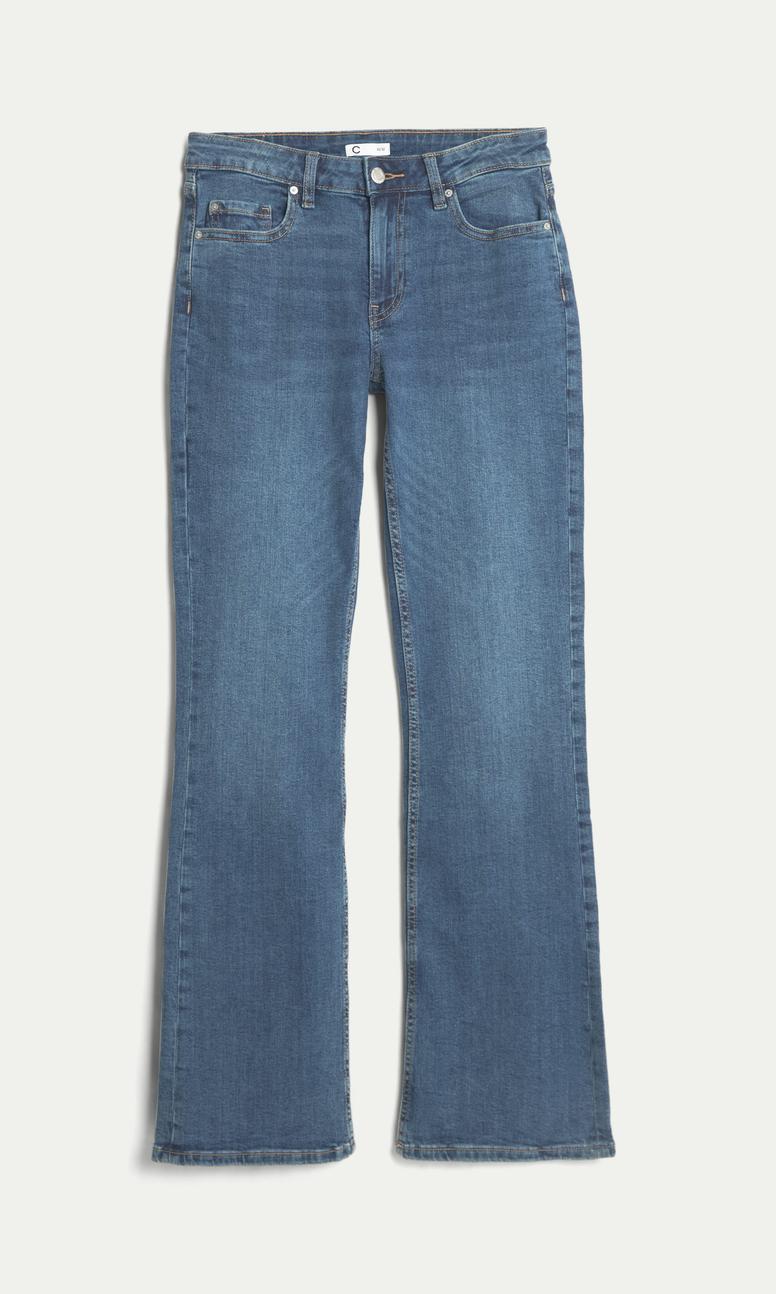 Mellanblå Low Flare Jeans för Dam