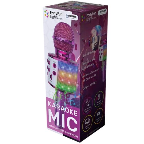 Karaoke Mikrofon med LED och Högtalare Rosa