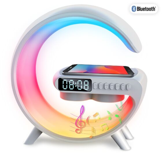 Trådlös mobilladdare med klocka och högtalare